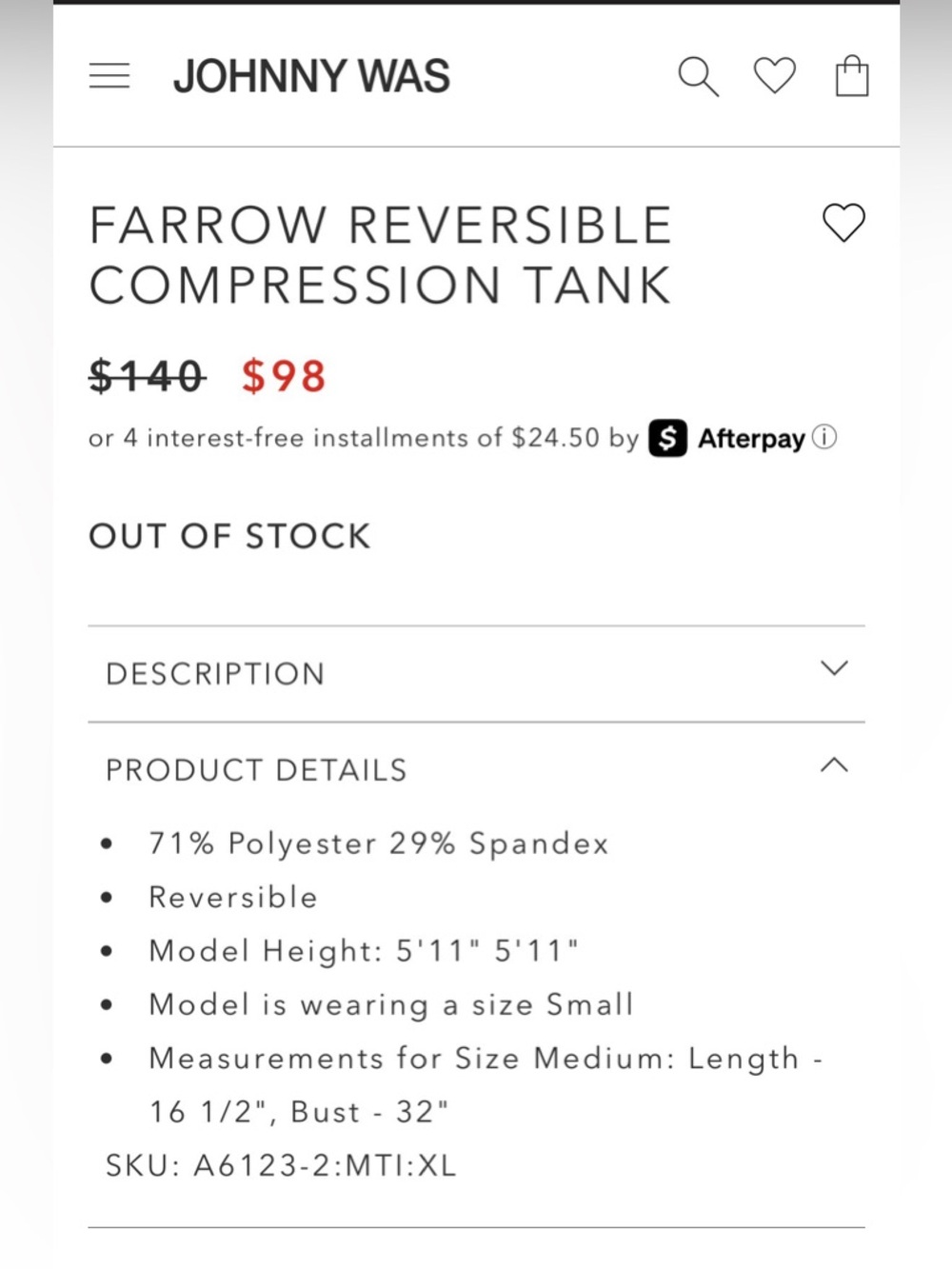 Johnny Was Bee Active Farrow Reversible Compression Tank Size S (estimated) - Picture 15 of 15
